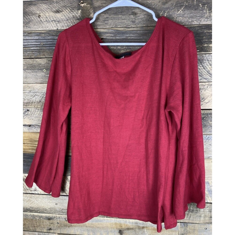 American City Wear Women's Plus Sz 3X Red Stretchy Long Sleeve Top